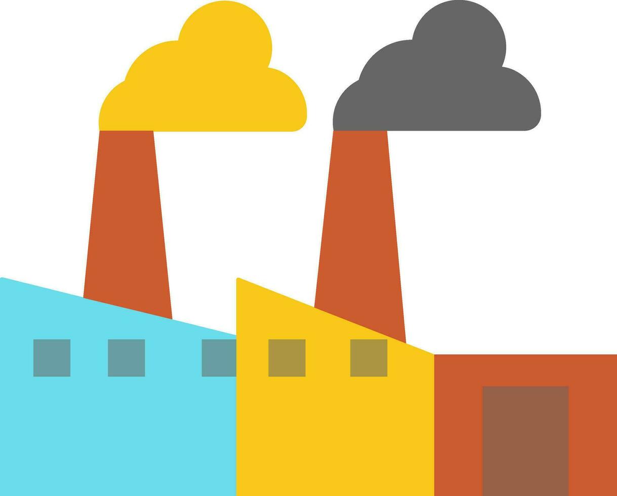 Flat style illustration of factory icon. vector