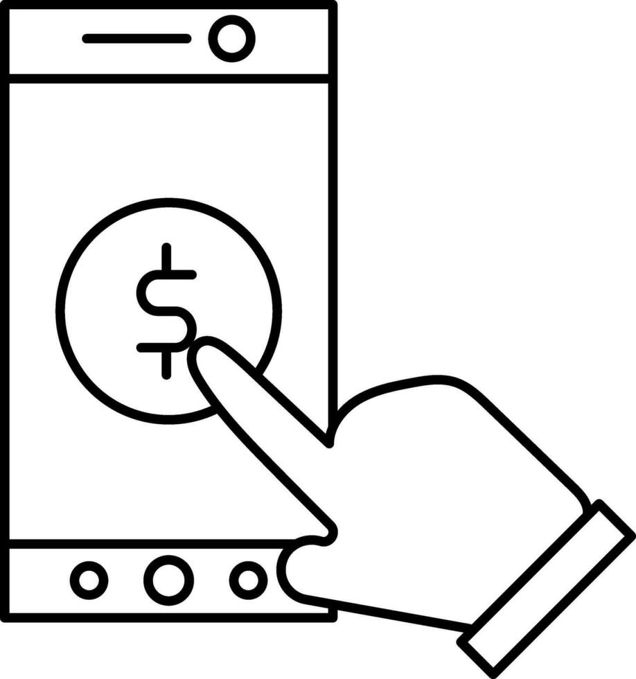 Human hand doing payment with smartphone icon. vector