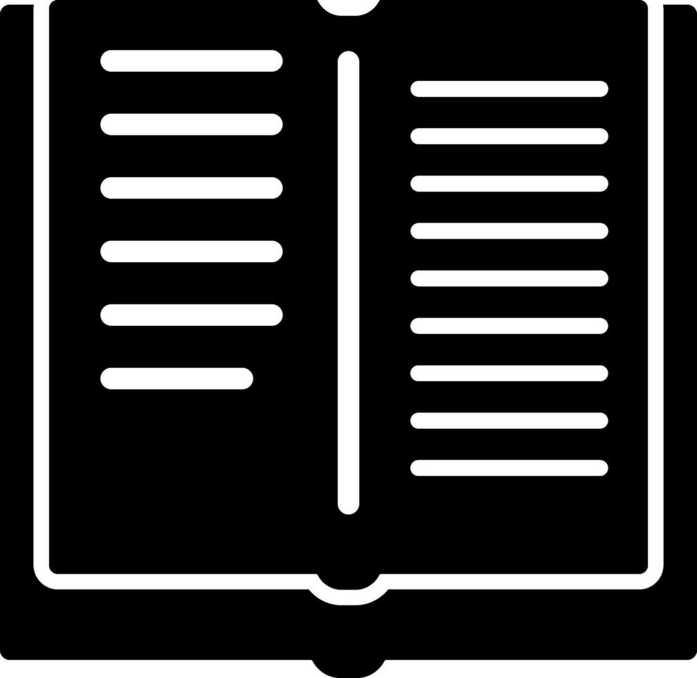 Open book icon in Black and White color. vector