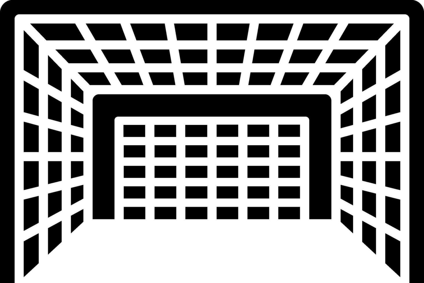 Black and White soccer net icon in flat style. vector