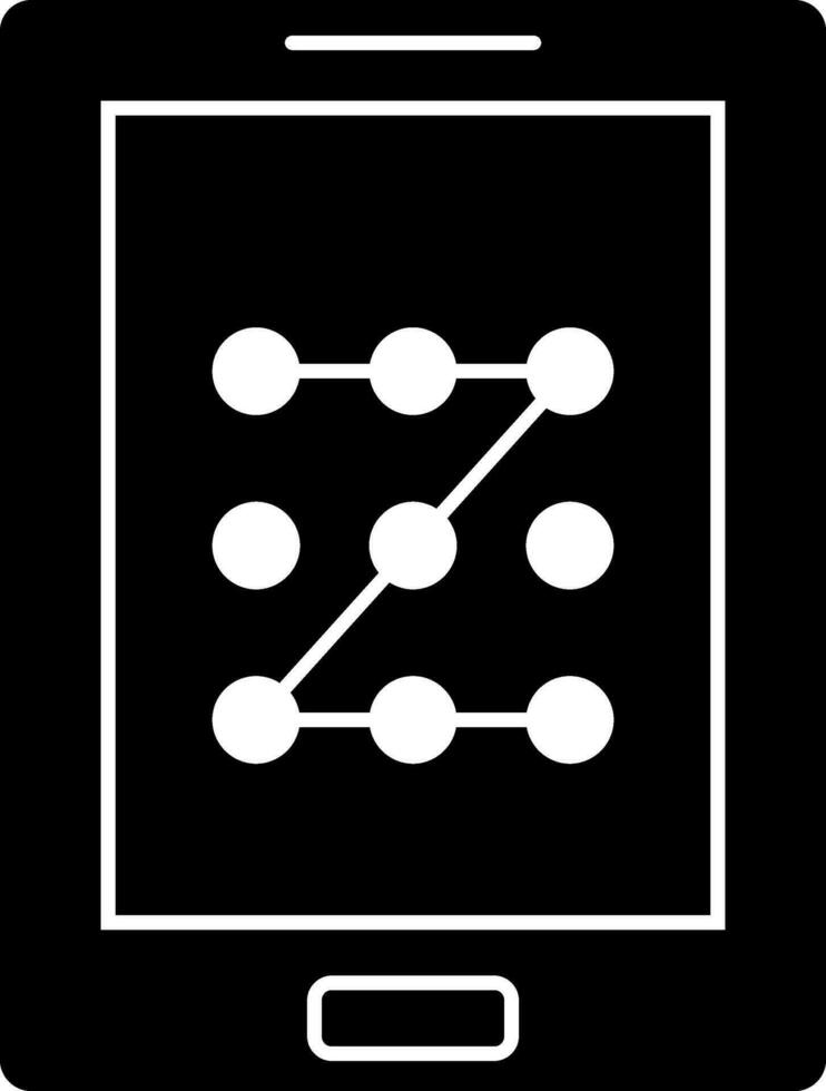 Smartphone pattern lock icon in Black and White color. vector