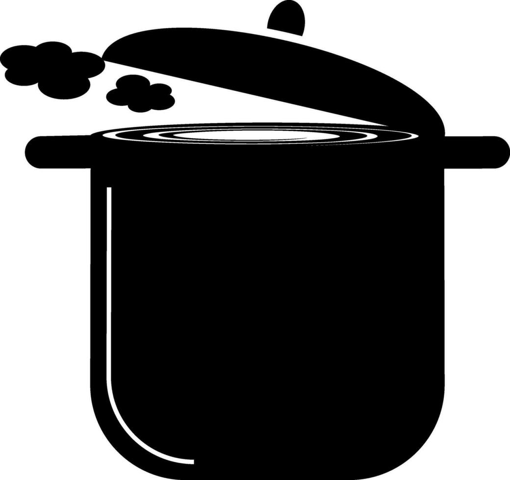 Open black casserole pan in flat style. vector