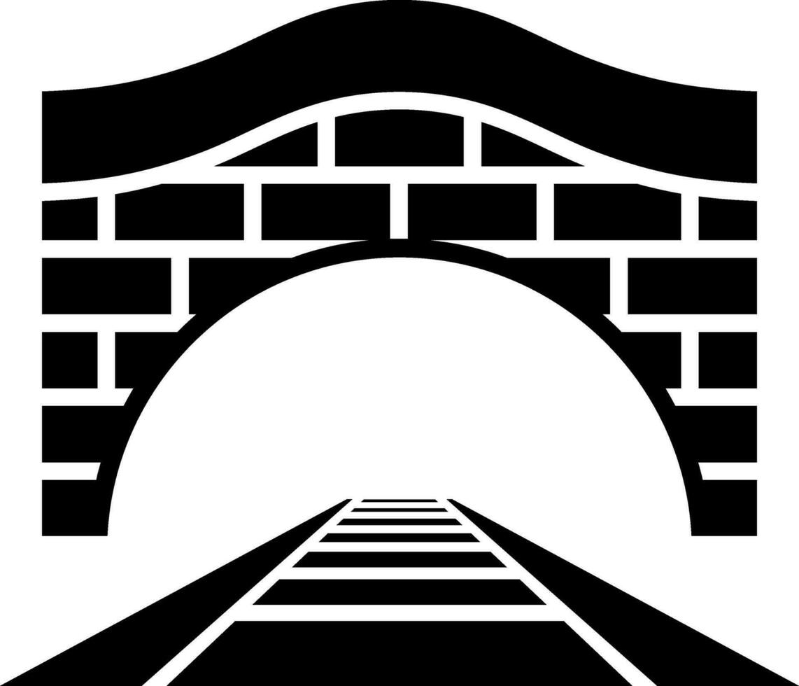 ferrocarril túnel icono en negro y blanco color. vector