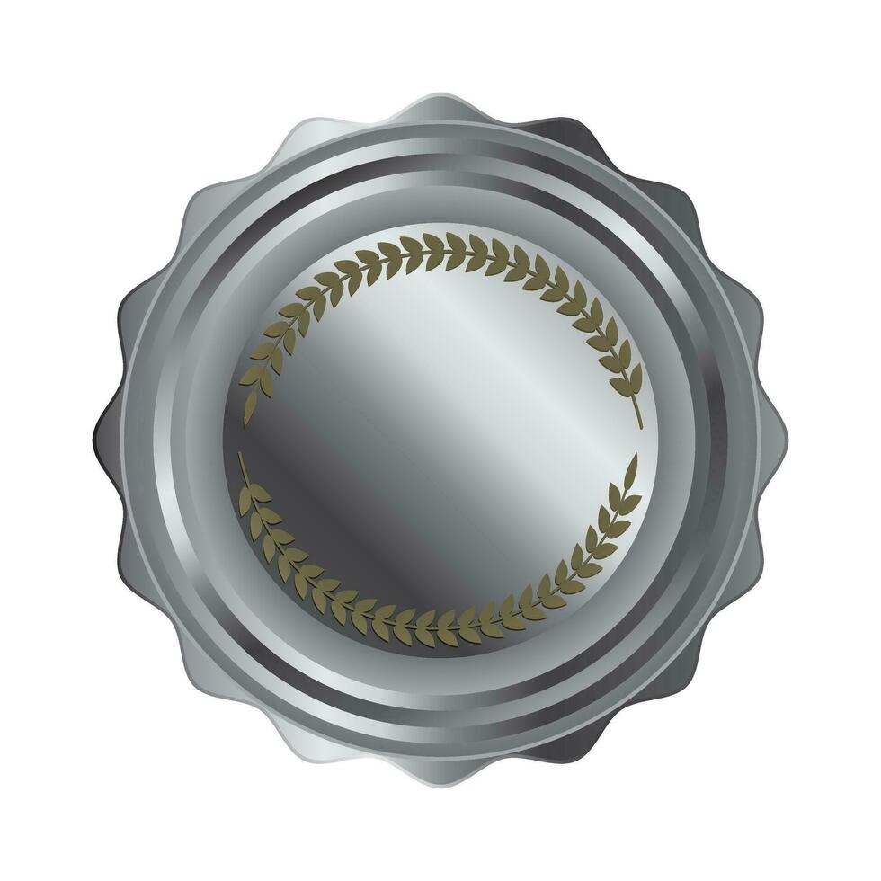 Glossy silver circle shield. vector