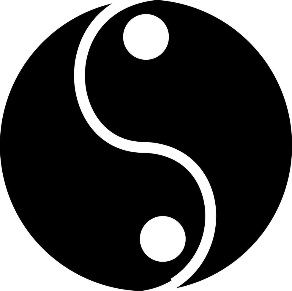 negro y blanco yin yang icono en plano estilo. vector