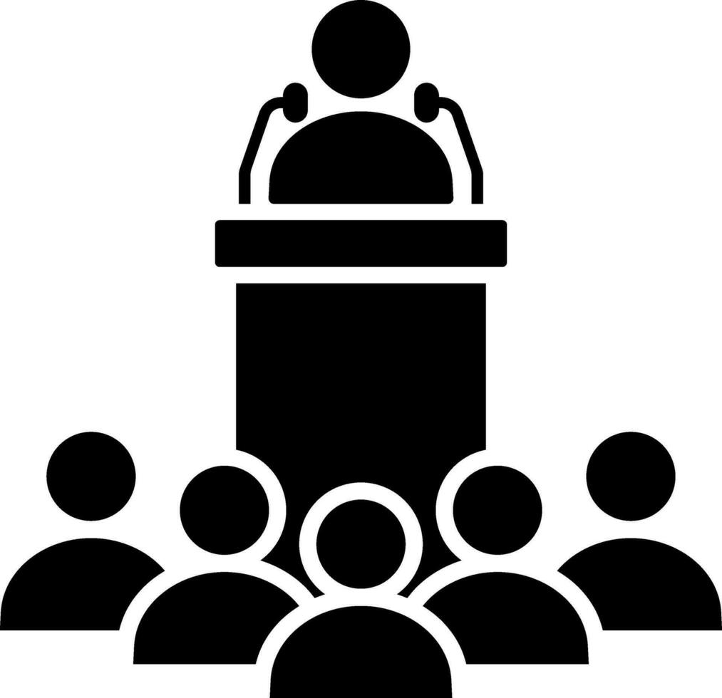 Discourse or speaker glyph icon in flat style. vector