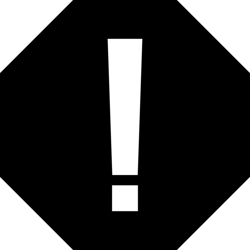 advertencia icono o símbolo en negro y blanco color. vector