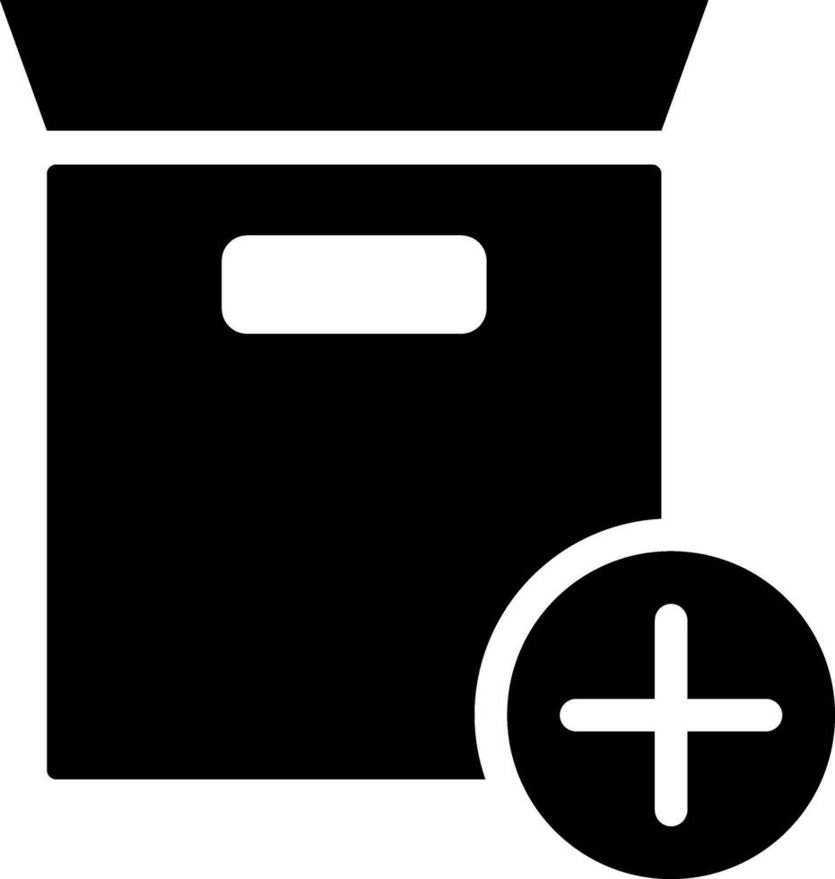 Black and White illustration of add package icon. vector
