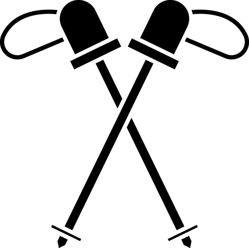 Ski stick icon or symbol in flat style. vector