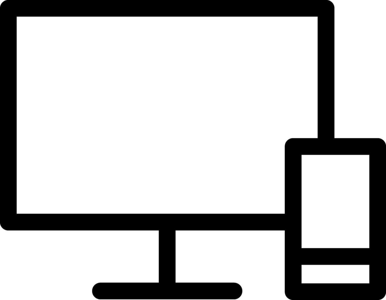 Line art illustration of computer with cpu. vector