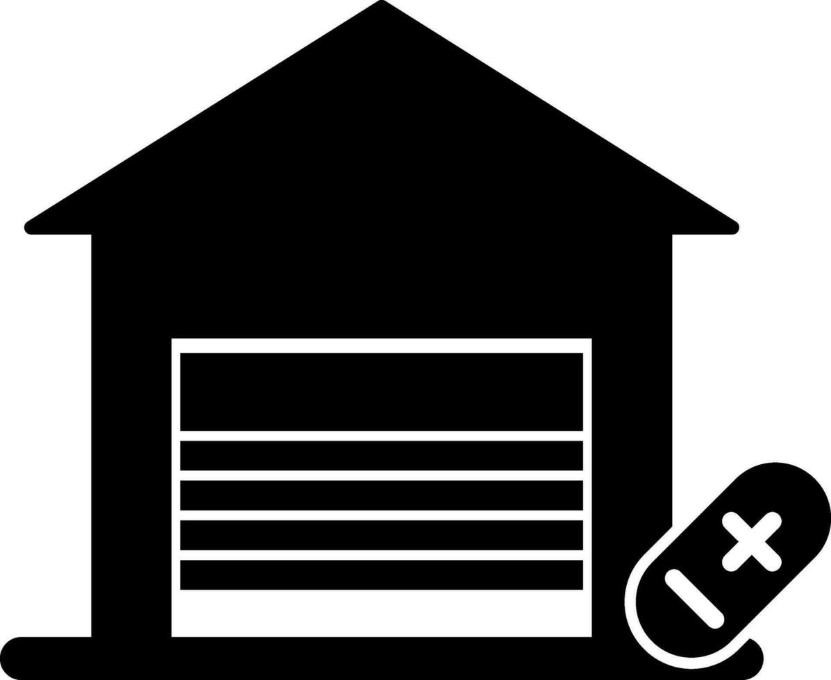 Vector garage with remote icon in flat style.