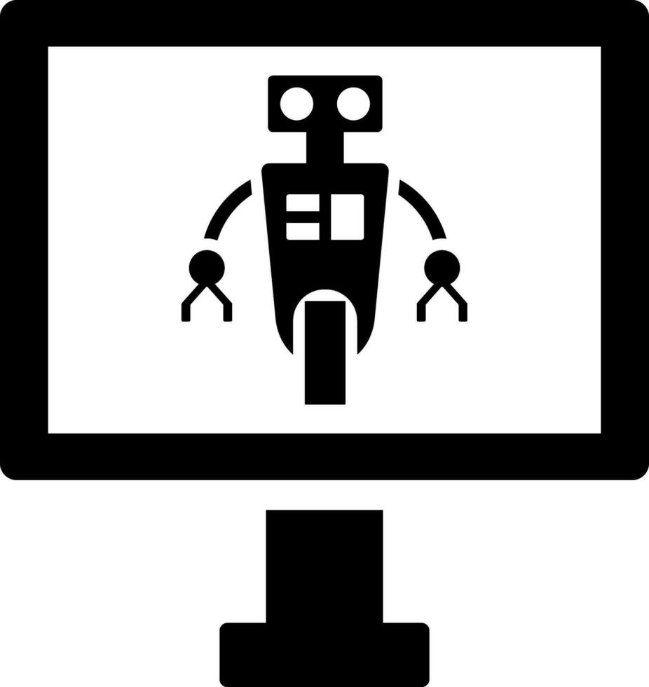 Robot controlled by computer icon vector