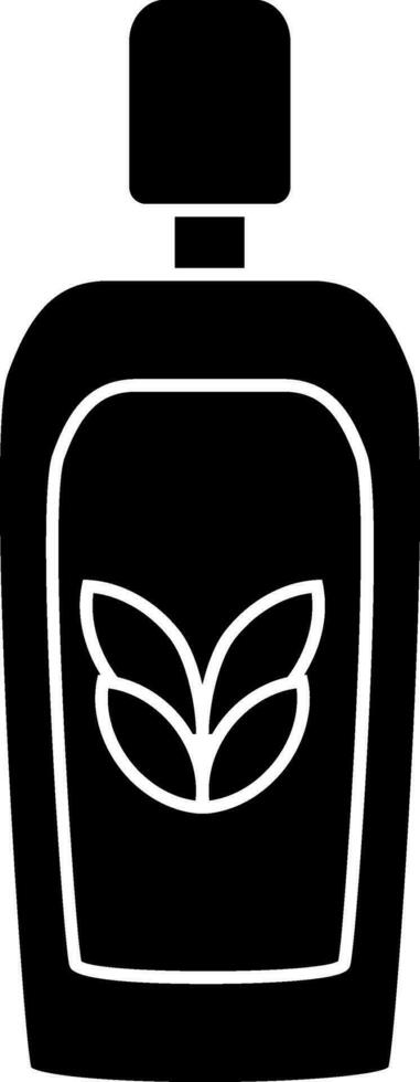 orgánico cosmético botella icono en negro y blanco color. vector