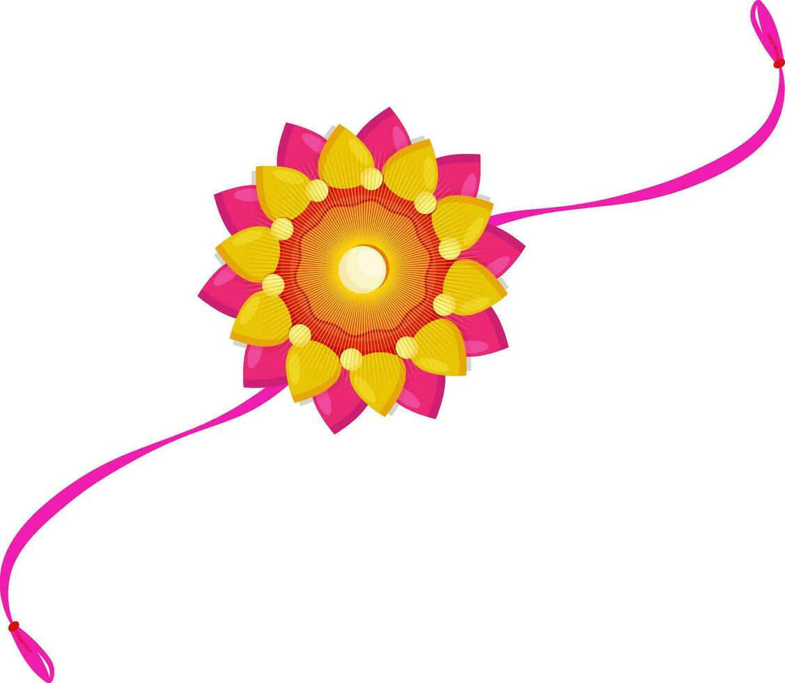 Pink and yellow rakhi wristband isolated on white background. vector