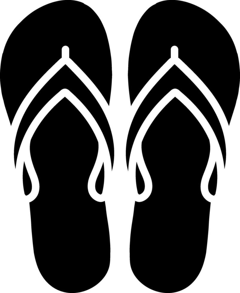 Black and White illustration of flip flop flat icon. vector