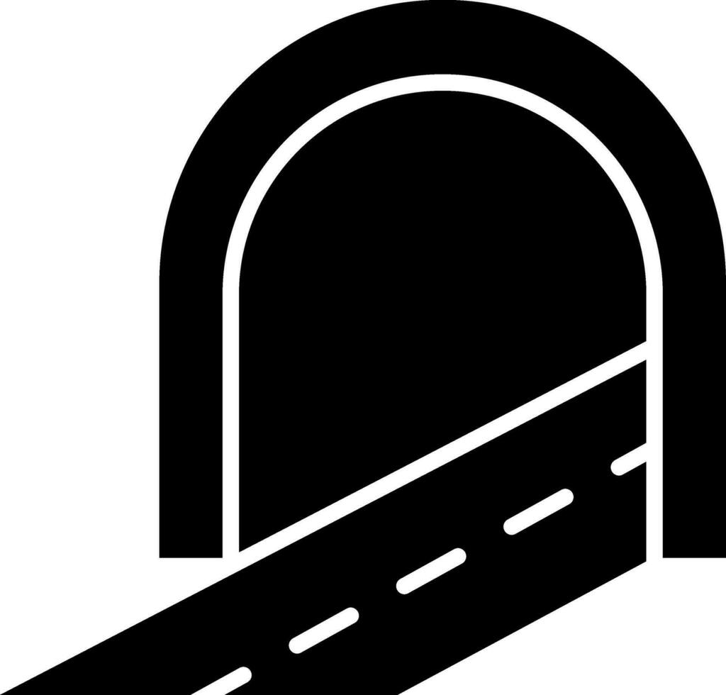 Road tunnel icon in Black and White color. vector