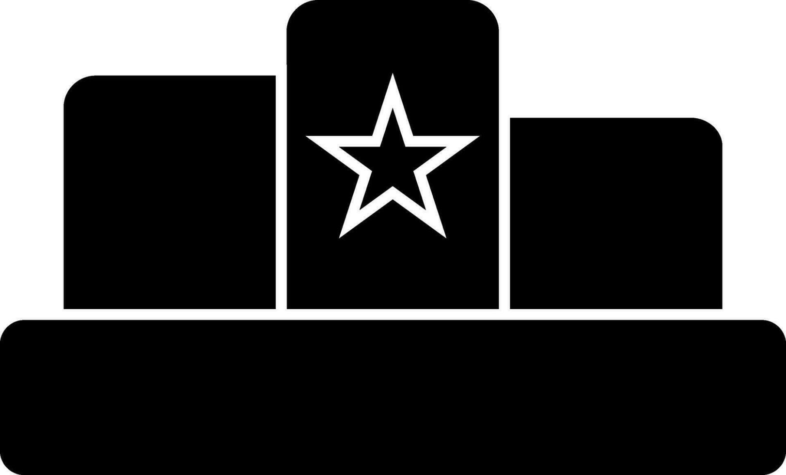 Black winner podium with star in flat style. vector