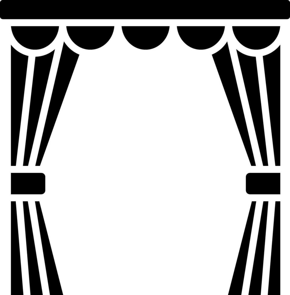 etapa con cortinas icono en negro y blanco color. vector