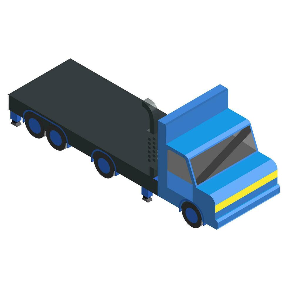 Blue isometric design of loader or car transporter truck. vector