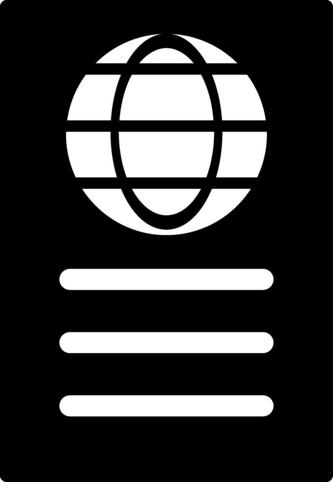 Black and White illustration of passport icon. vector