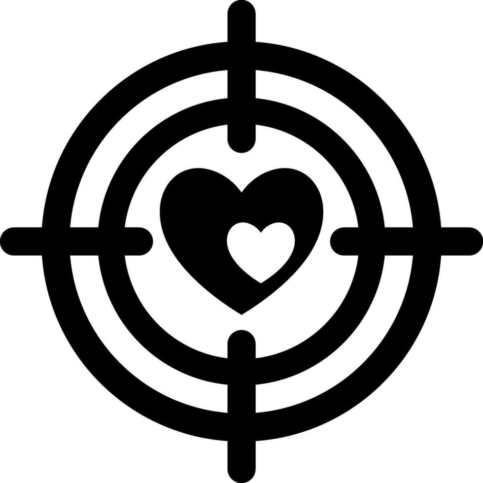 Black and White illustration of heart target icon. vector