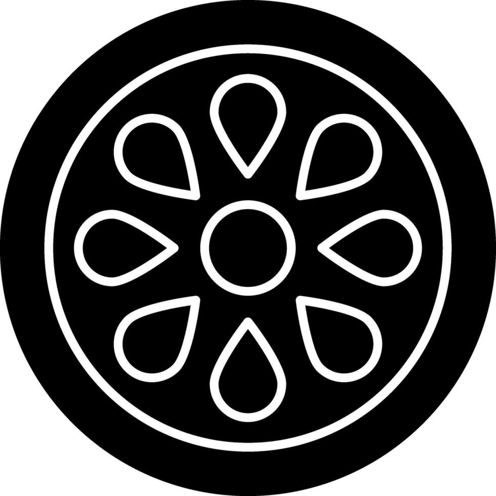 Pepino rebanada icono en negro y blanco color. vector