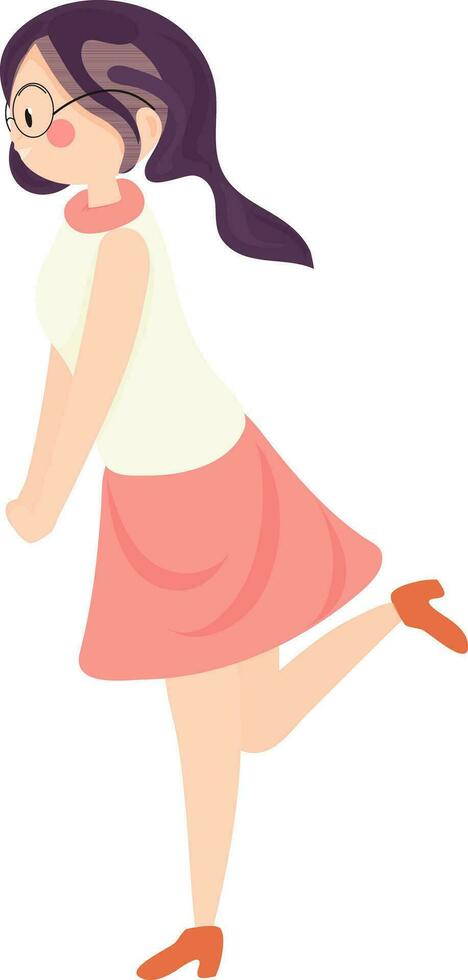 Vector illustration of girl stand on folding one leg.