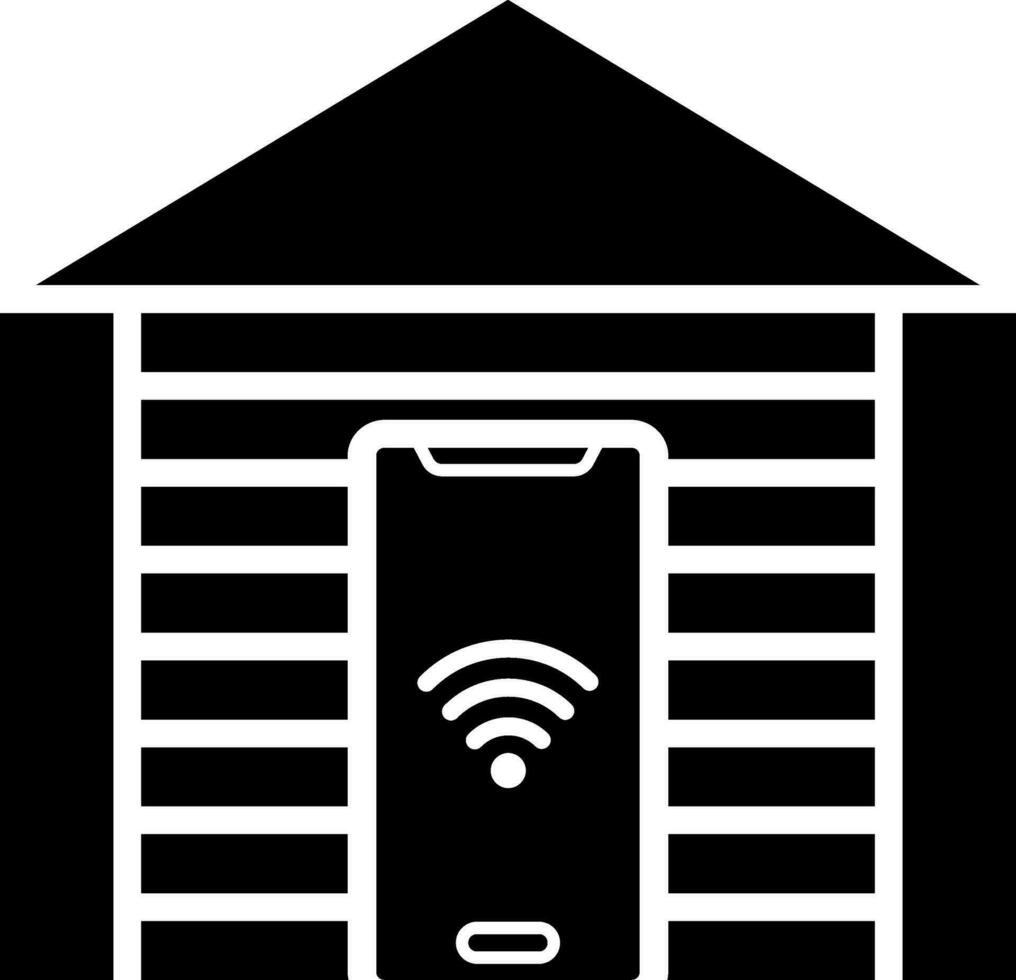 Vector illustration of house connected to WiFi icon or symbol.