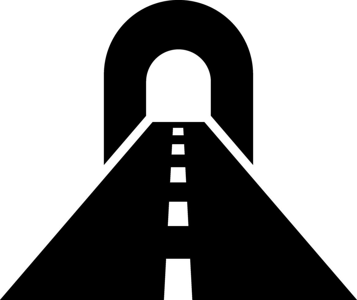 la carretera túnel icono o símbolo en negro y blanco color. vector