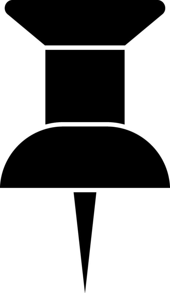 Flat style push pin icon in black color. vector