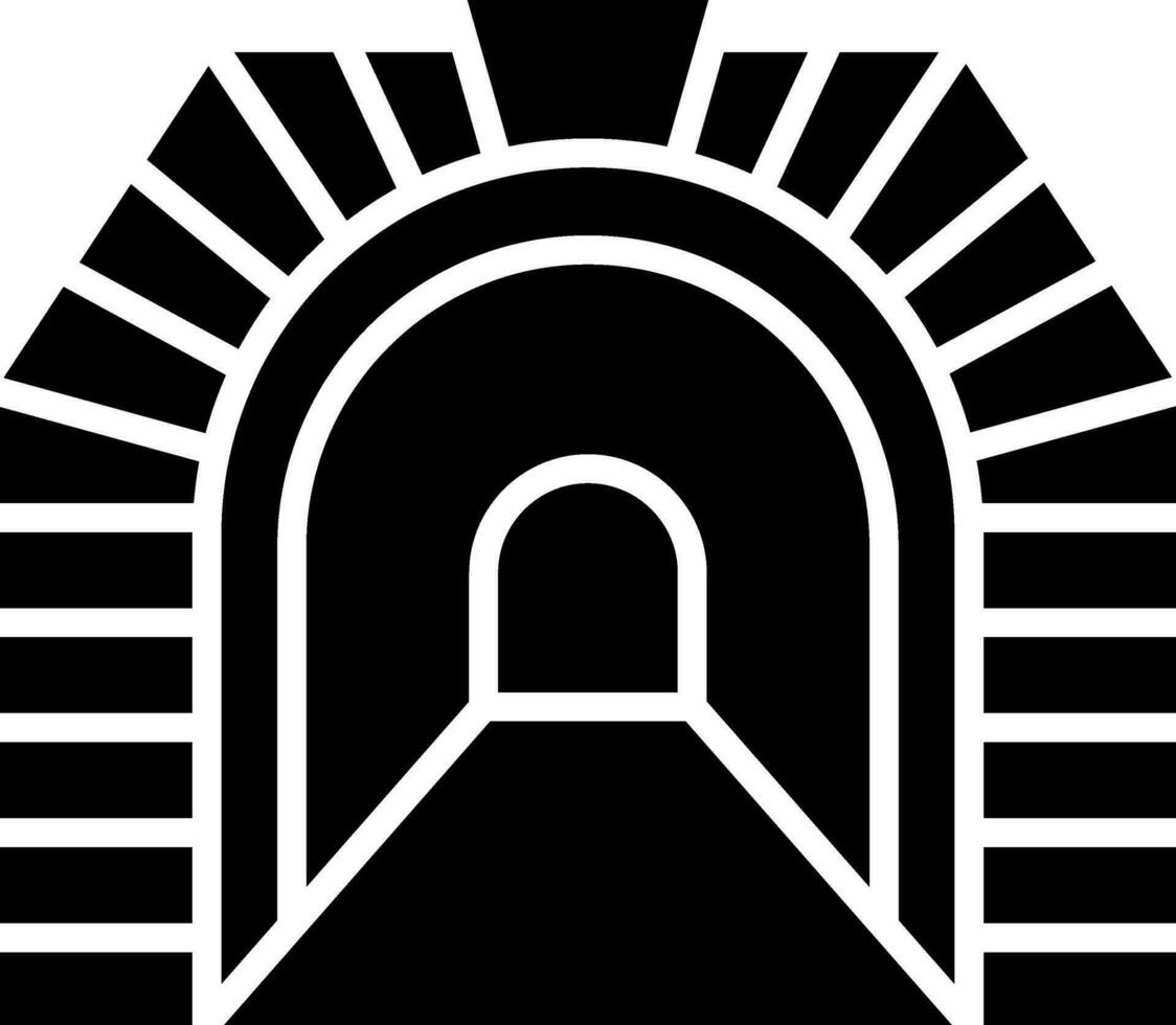 Black and White illustration of tunnel icon. vector