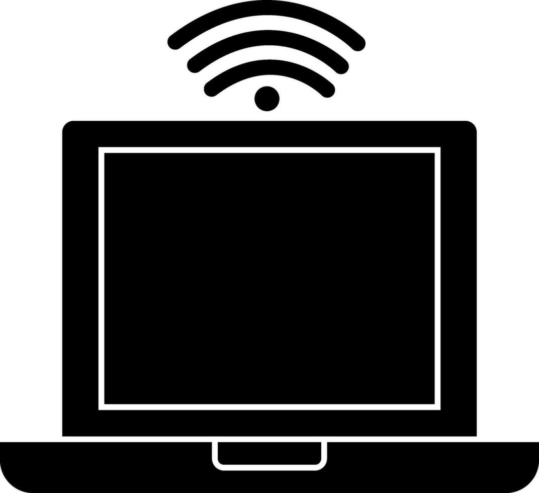 Internet access in laptop. Glyph sign or symbol. vector
