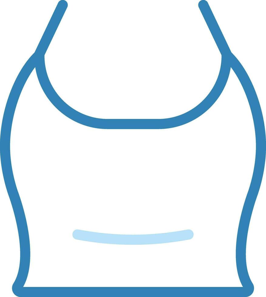 Female Undershirt Icon In Blue Outline. vector