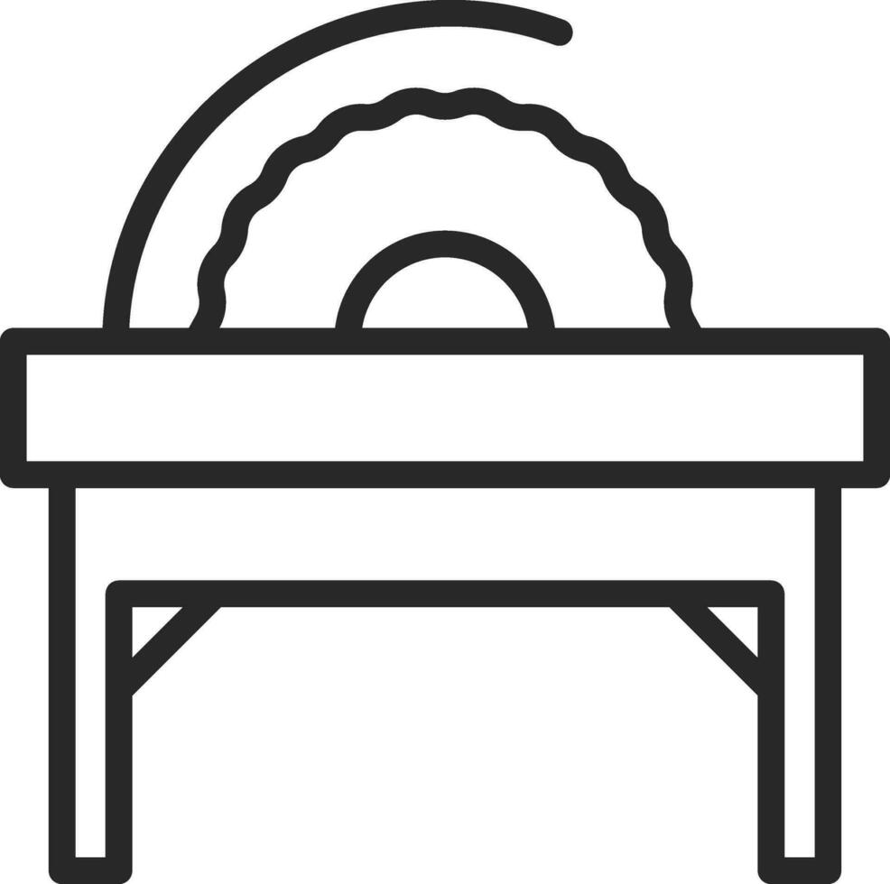 Flat Style Saw Table Icon in Thin Line Art. vector
