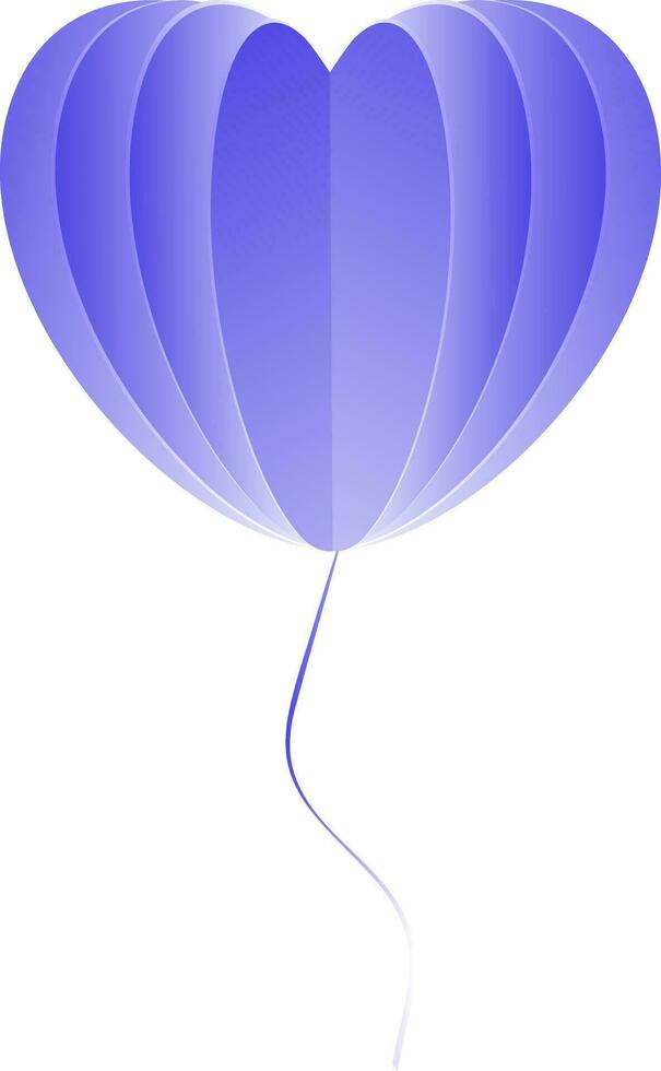 Blue origami paper cut heart balloon on white background. vector