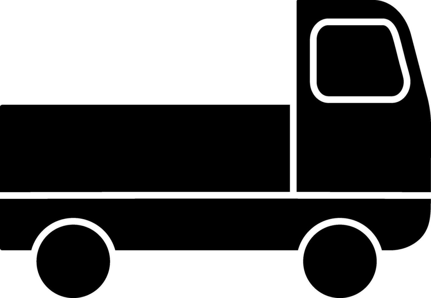 Flat style pickup truck icon in black color. vector
