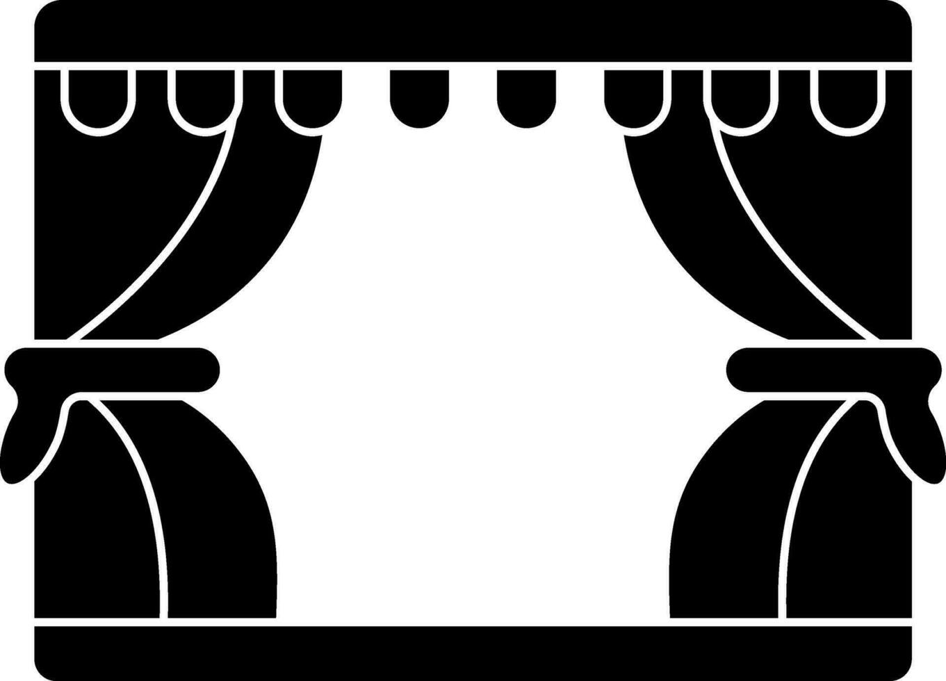 Black and White curtains icon in flat style. vector