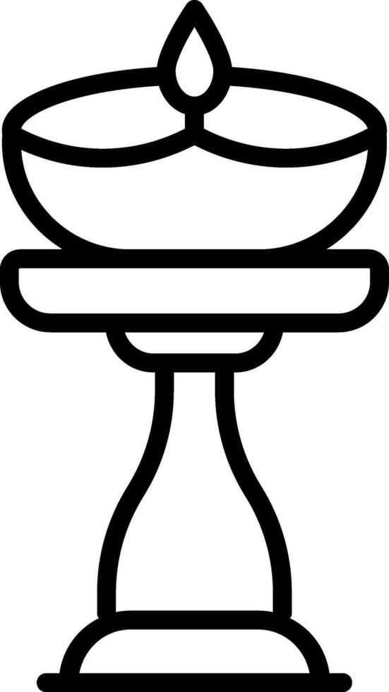 Illuminated Oil Lamp Diya on Stand icon. vector