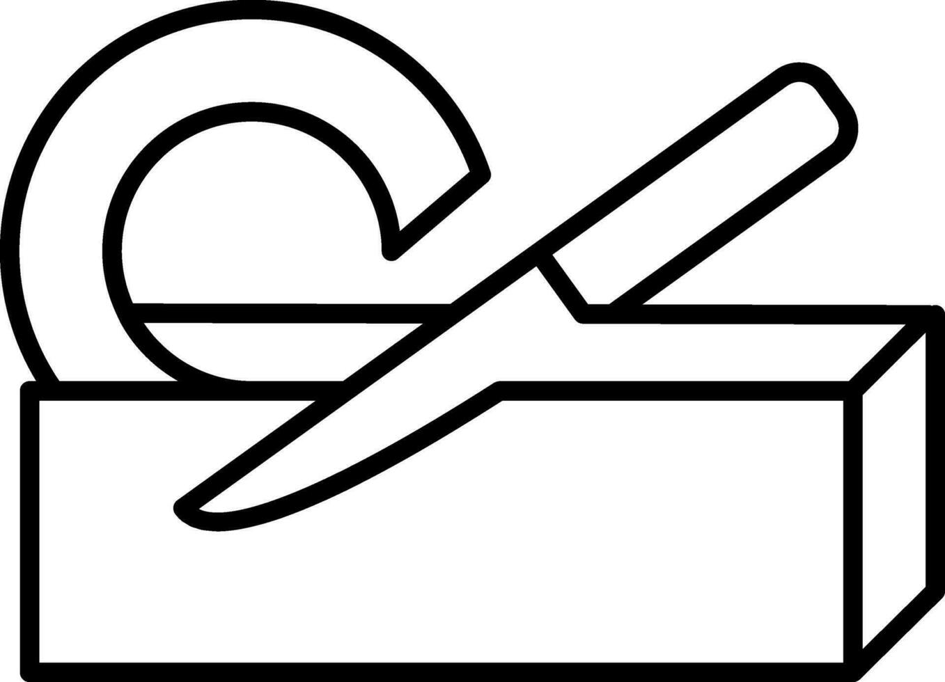 Butter with knife icon in black line art. vector