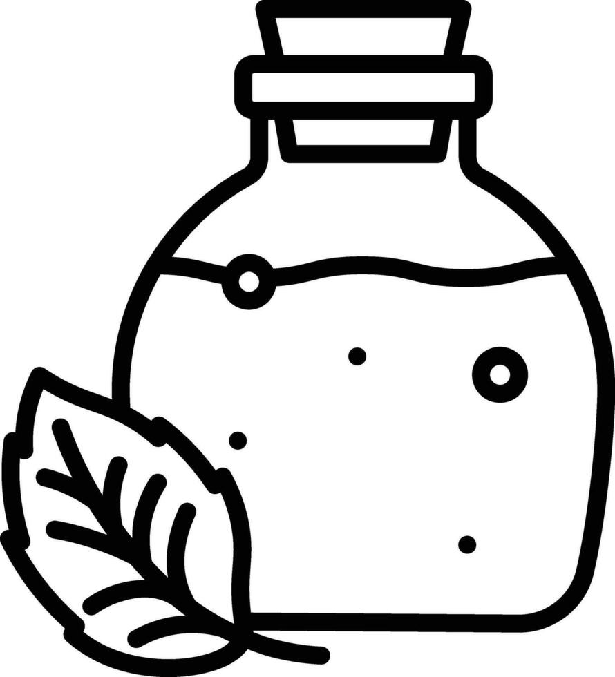 Flat Style Potion With Leaf Icon In Line Art. vector