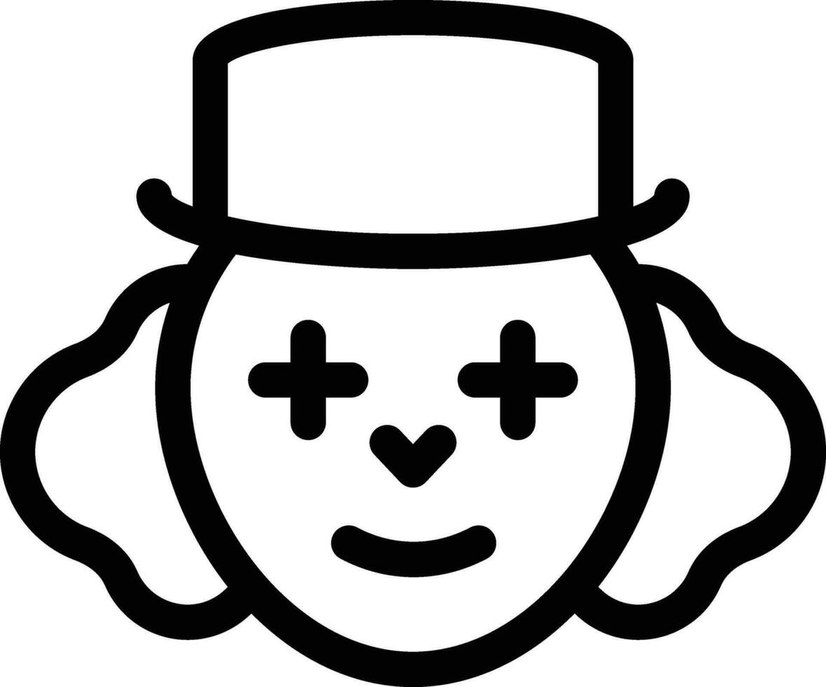 Joker Wearing Hat Icon in Black Line Art. vector