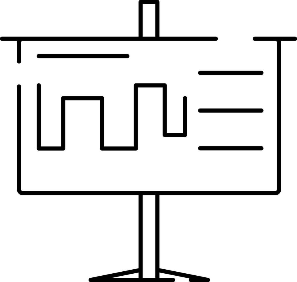 Presentation Board Icon In Black Line Art. vector