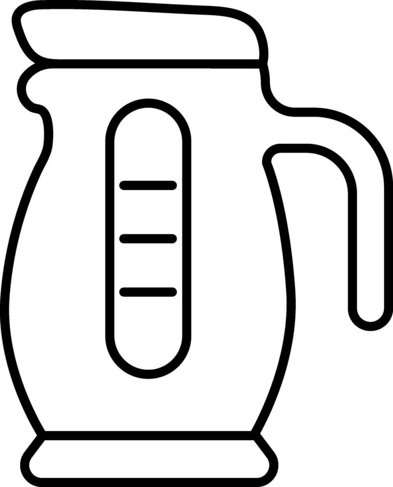 Electric kettle icon in black line art. vector