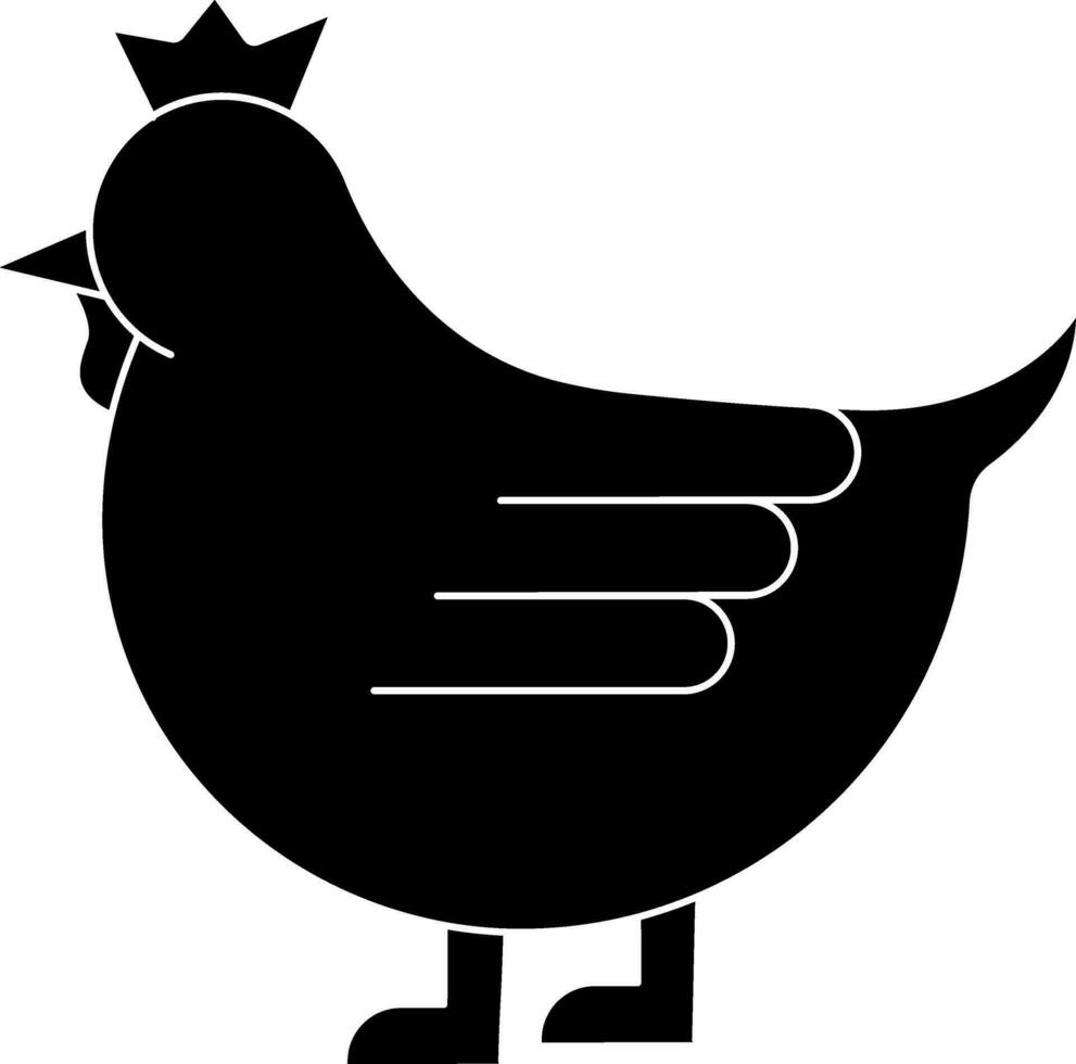 gallina icono o símbolo en negro y blanco color. vector