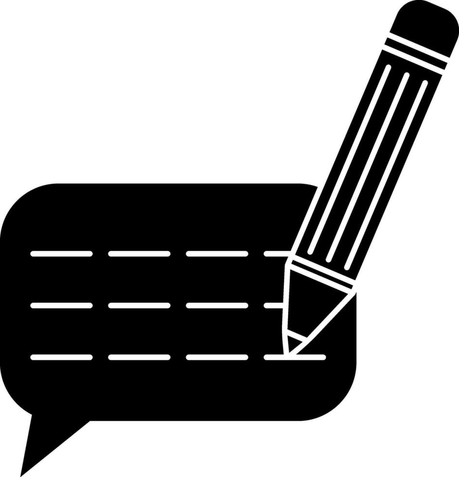 escribir comentario icono en negro y blanco color. vector