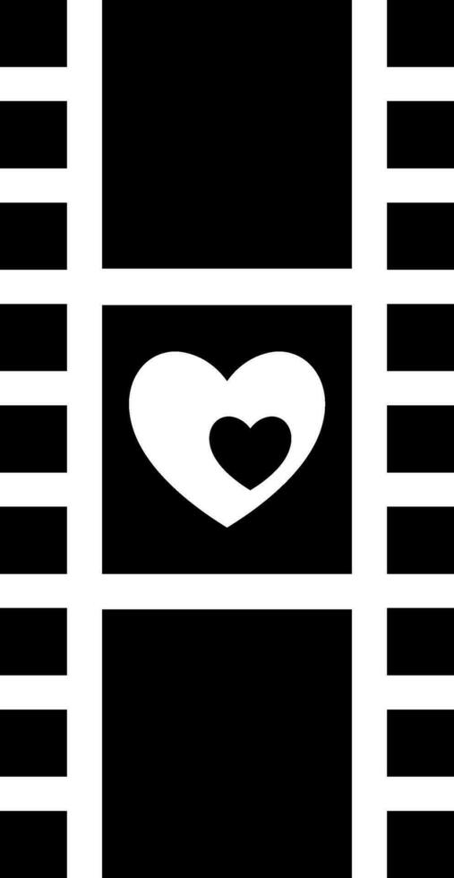 Black and White love music or film strip icon in flat style. vector