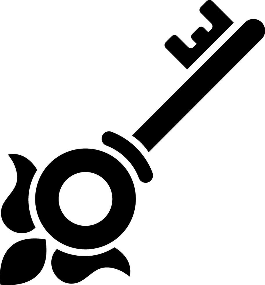 Black and White illustration of key icon. vector