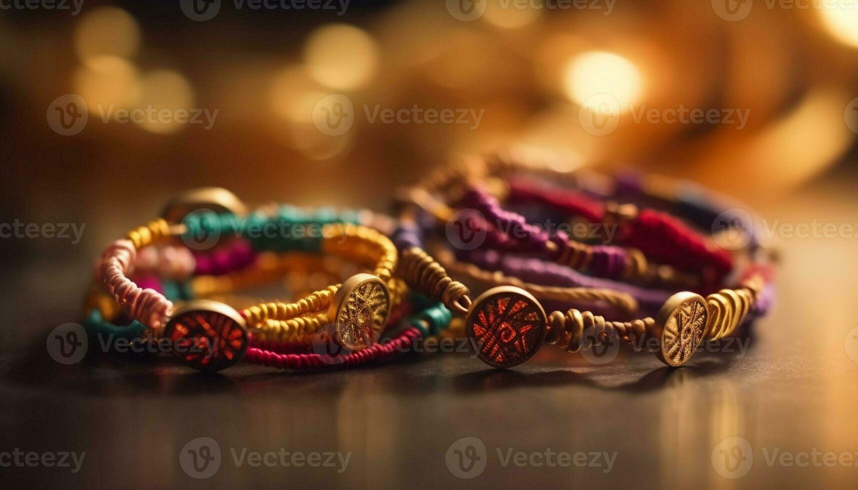 Multi colored bead jewelry celebrates Indian culture spirituality generated by AI photo