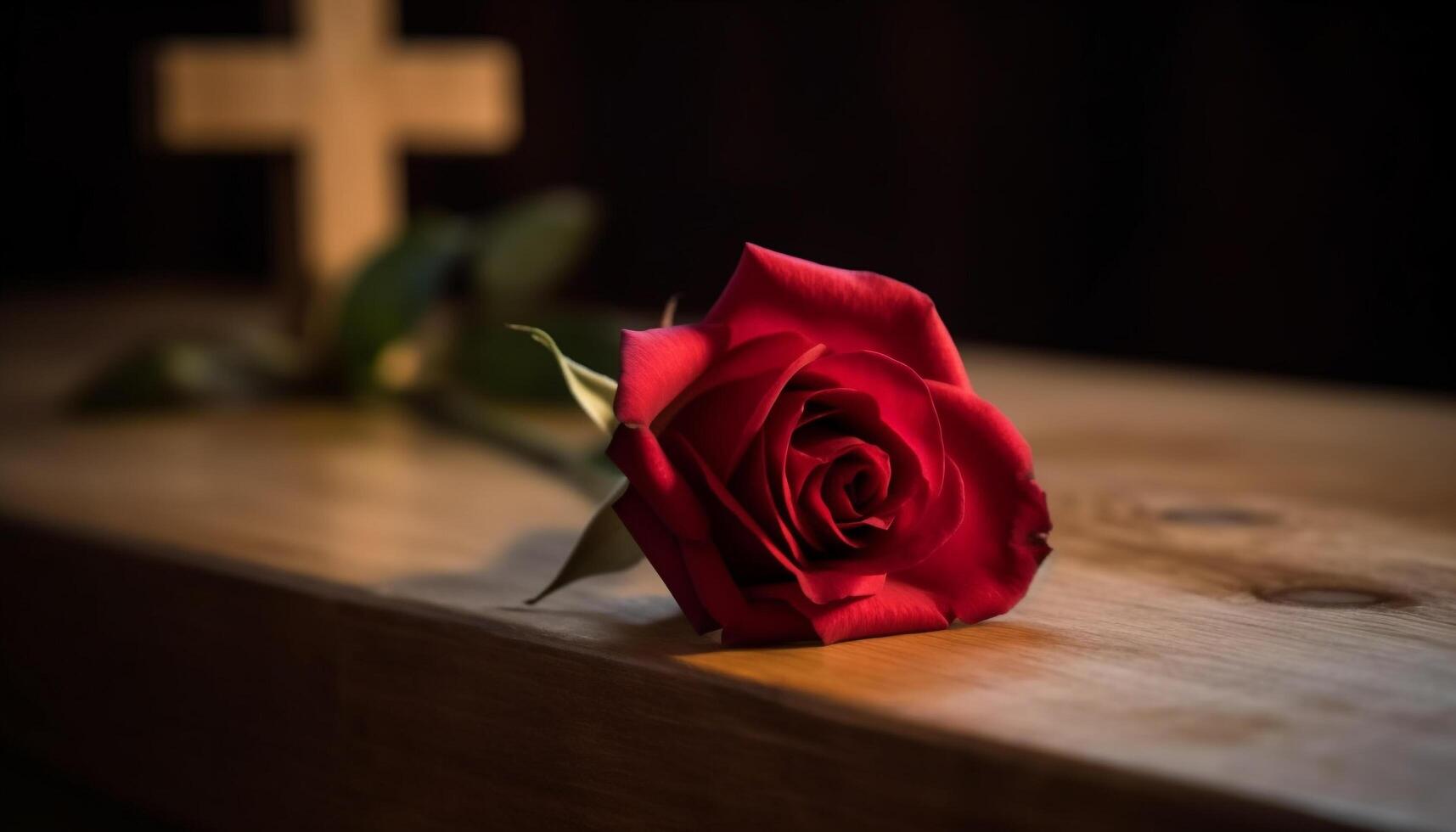 Rustic bouquet on old table, summer romance generated by AI photo