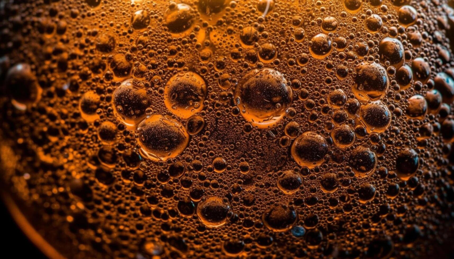 Golden beer glass with frothy dew drops generated by AI photo